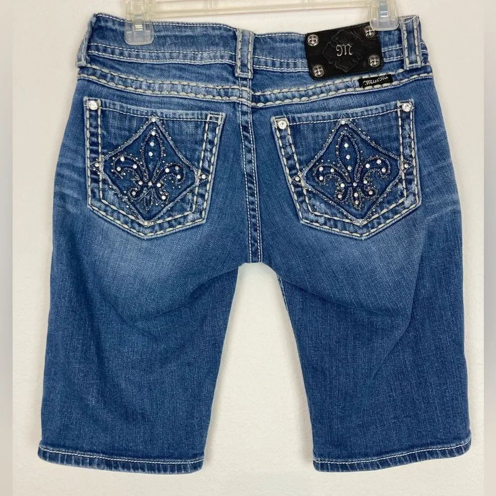 Miss Me Mid Rise Jean Shorts with Blinged Pockets